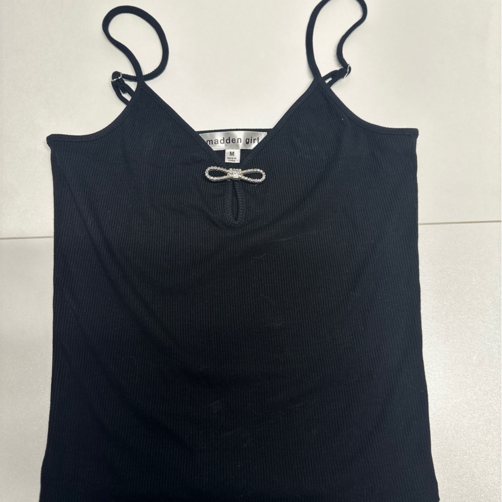 Madden Girl Black Camisole with Bow Detail
